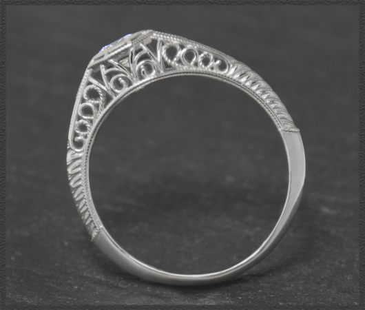 Diamant Ring mit 0,27ct, 585 Weißgold, Art Deco Design